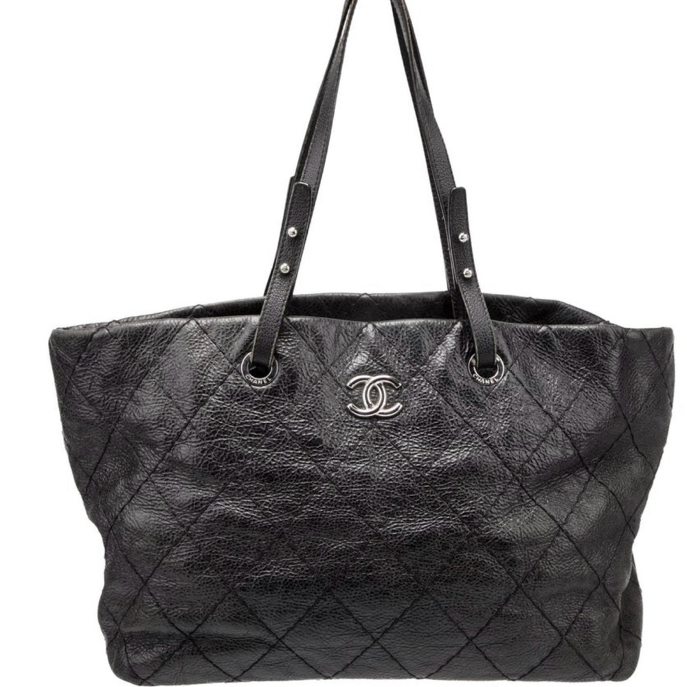 Sold-Chanel Black Quilted Leather On The Road  Tote Bag-Sold